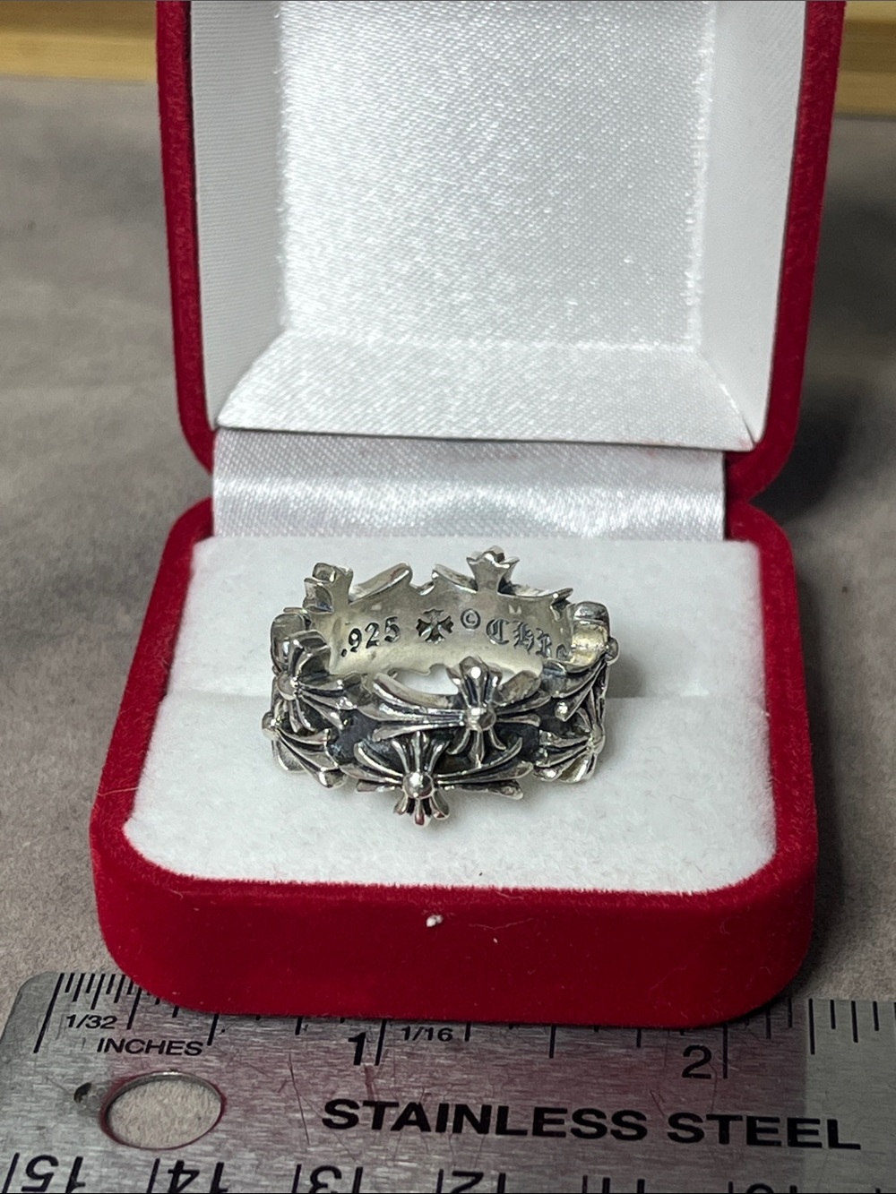 Authentic Chrome cross a sterling silver size10. Gently used 14g .